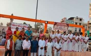 नागौर में राष्ट्र सेविका समिति का भव्य पथ संचलन, पुष्प वर्षा से हुआ स्वागत
