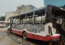 जोधपुर में लोक परिवहन बस को पेट्रोल डालकर फूंका
